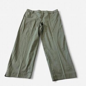 Talbots Sage Green Womens Cropped Ankle Pants Sz 14 High Waist Business Wear